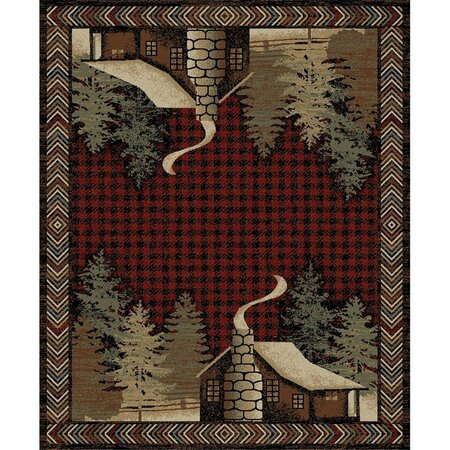 SLEEP EZ 5 ft. 3 in. x 7 ft. 3 in. American Destination Lost Cove Area Rug, Red SL2142960